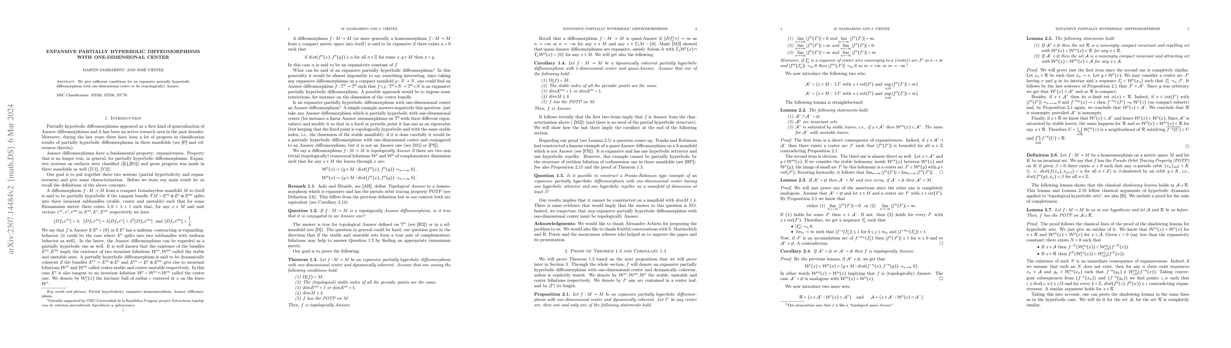 Thumbnail for Expansive partially hyperbolic diffeomorphisms with one-dimensional
  center