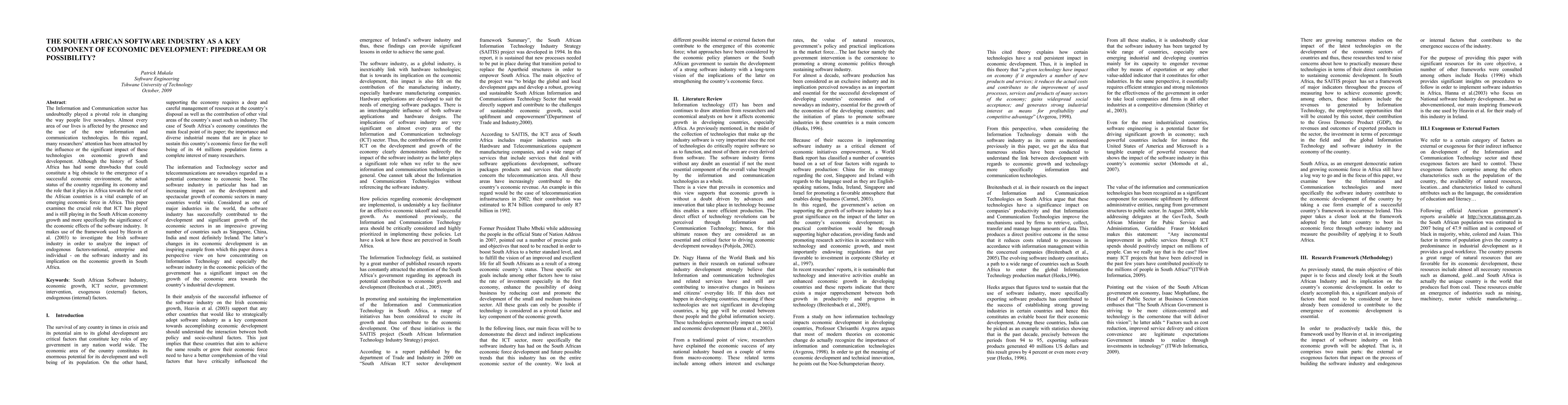 Thumbnail for The South African Software Industry as a Key Component of Economic
  Development: Pipedream or Possibility