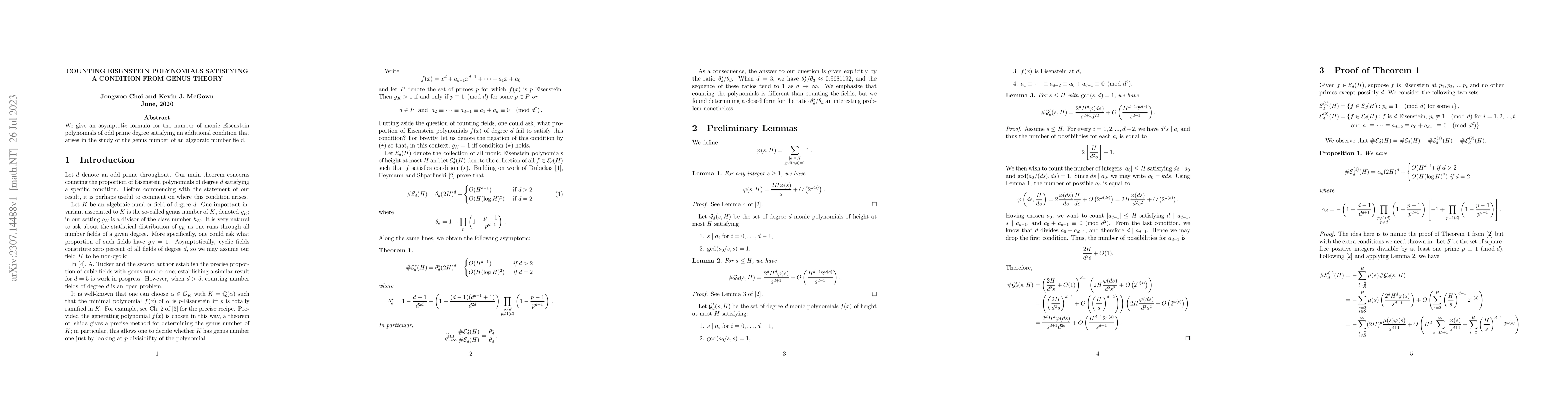 Thumbnail for Counting Eisenstein polynomials satisfying a condition from genus theory