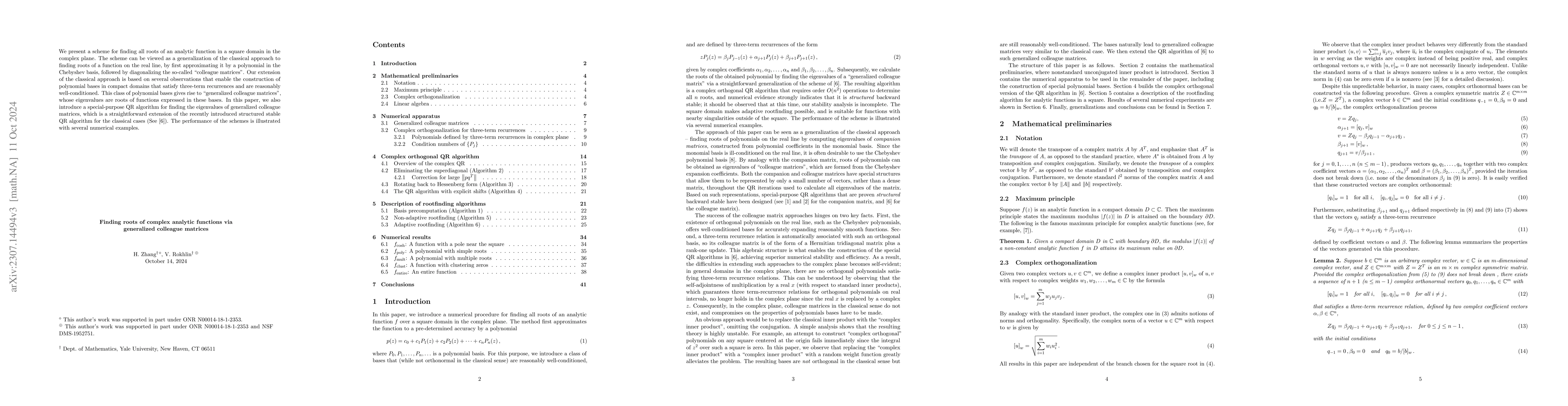 Thumbnail for Finding roots of complex analytic functions via generalized colleague
  matrices