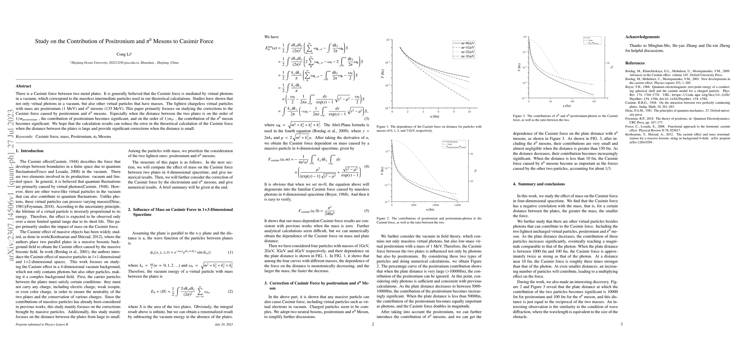 Thumbnail for Study on the Contribution of Positronium and $\pi^{0}$ Mesons to Casimir
  Force