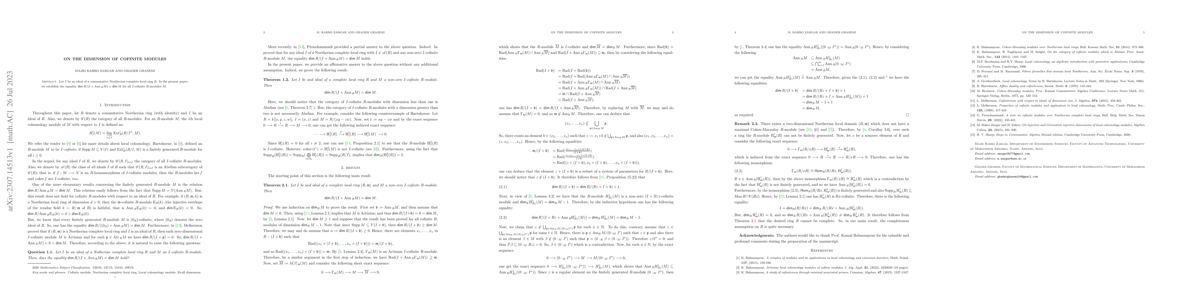 Thumbnail for On the dimension of cofinite modules