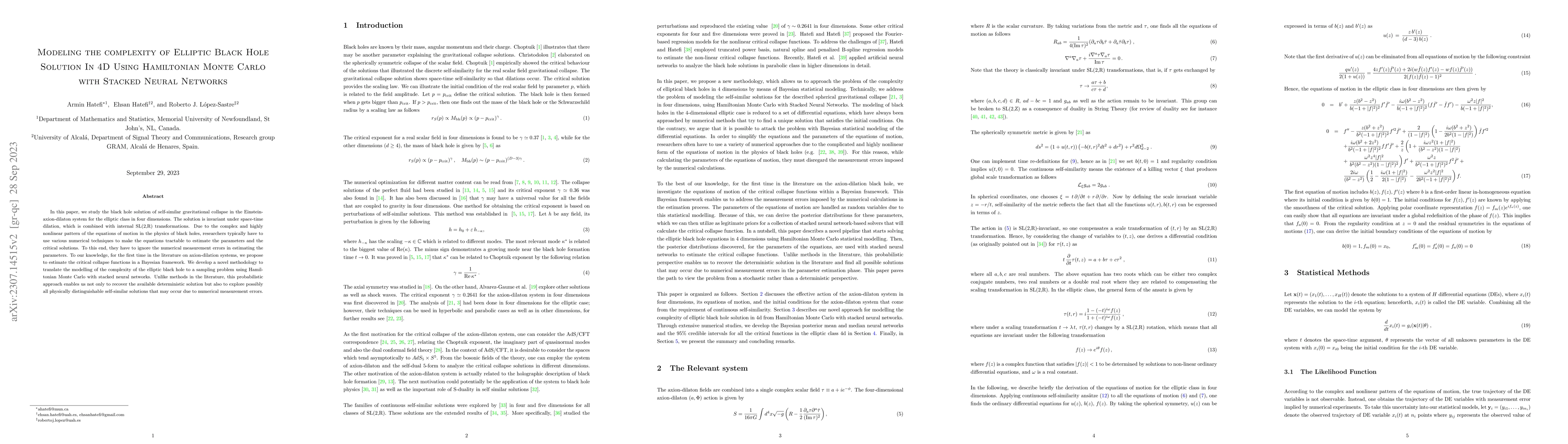 Thumbnail for Modeling the complexity of Elliptic Black Hole Solution In 4D Using
  Hamiltonian Monte Carlo with Stacked Neural Networks