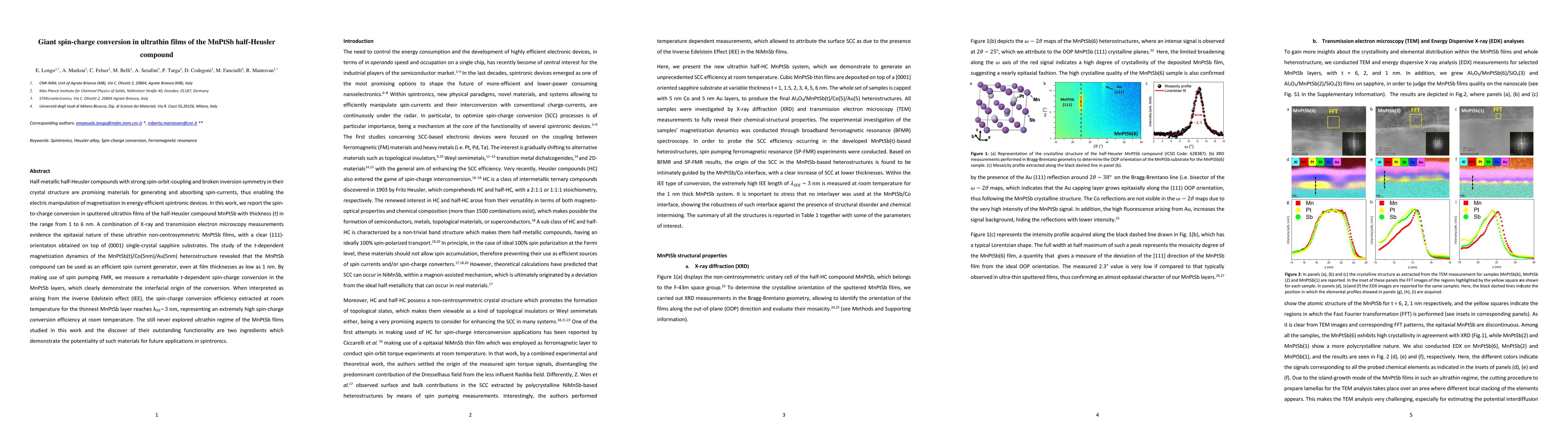 Thumbnail for Giant spin-charge conversion in ultrathin films of the MnPtSb
  half-Heusler compound