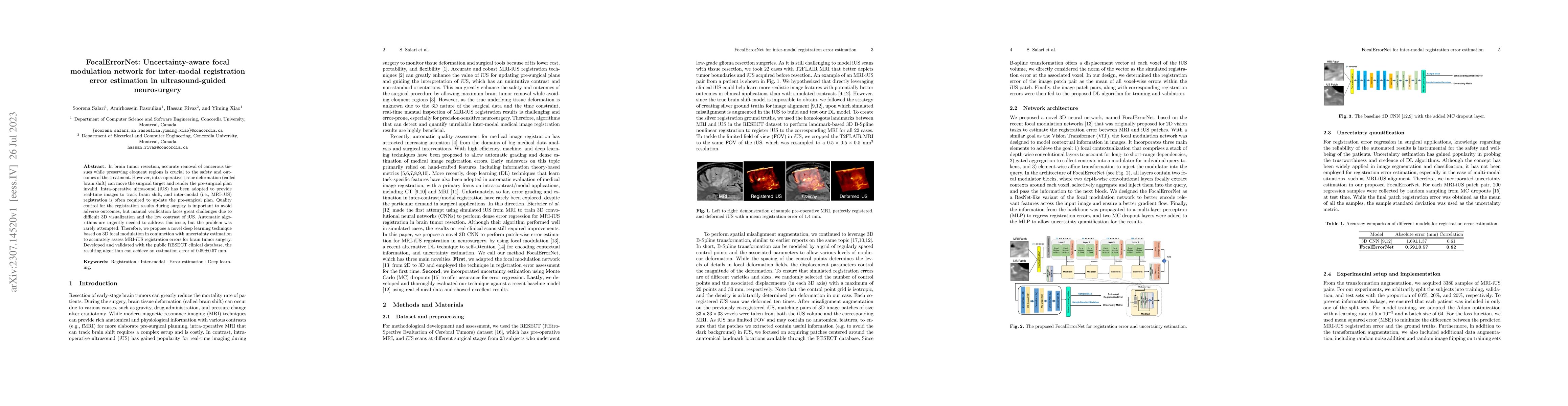 Thumbnail for FocalErrorNet: Uncertainty-aware focal modulation network for
  inter-modal registration error estimation in ultrasound-guided neurosurgery