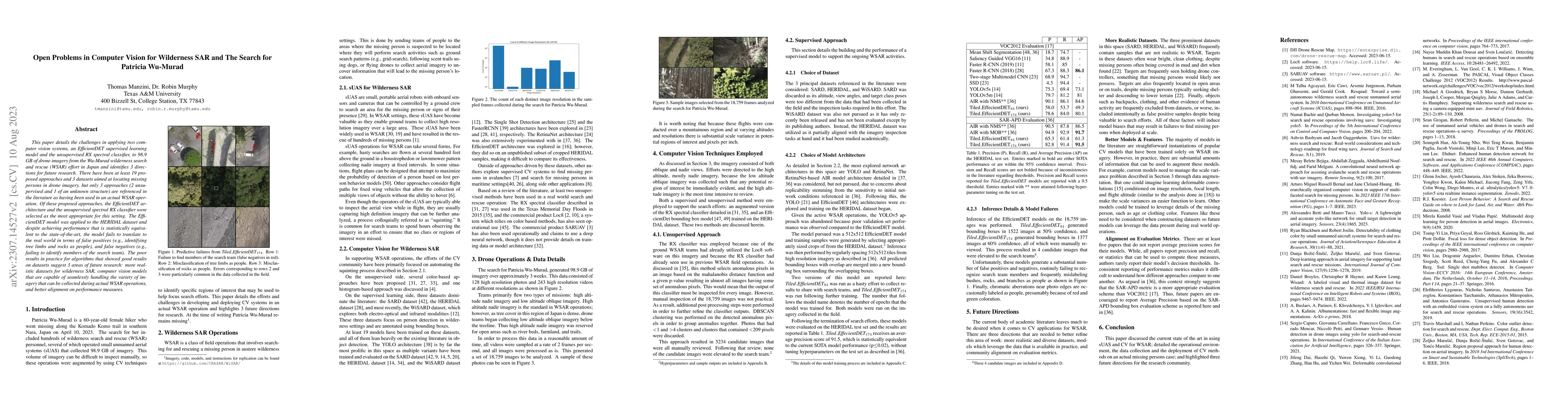 Thumbnail for Open Problems in Computer Vision for Wilderness SAR and The Search for
  Patricia Wu-Murad