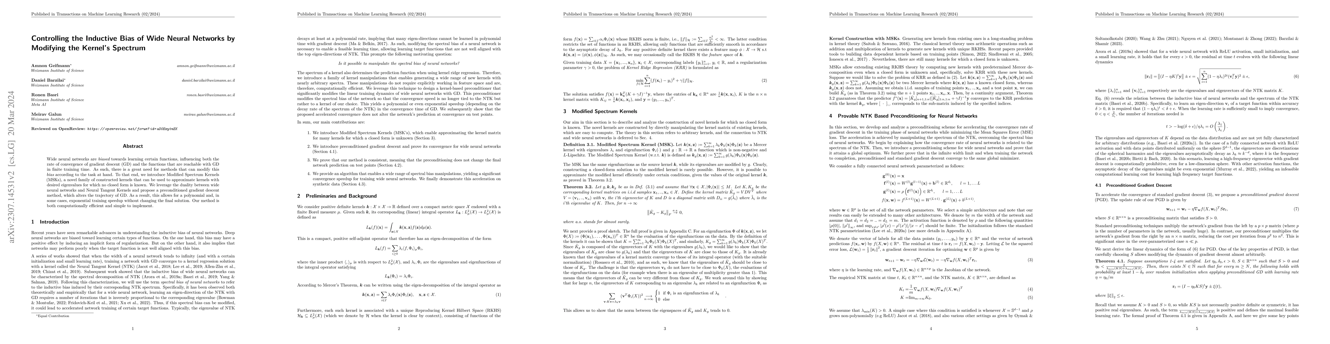 Thumbnail for Controlling the Inductive Bias of Wide Neural Networks by Modifying the
  Kernel's Spectrum