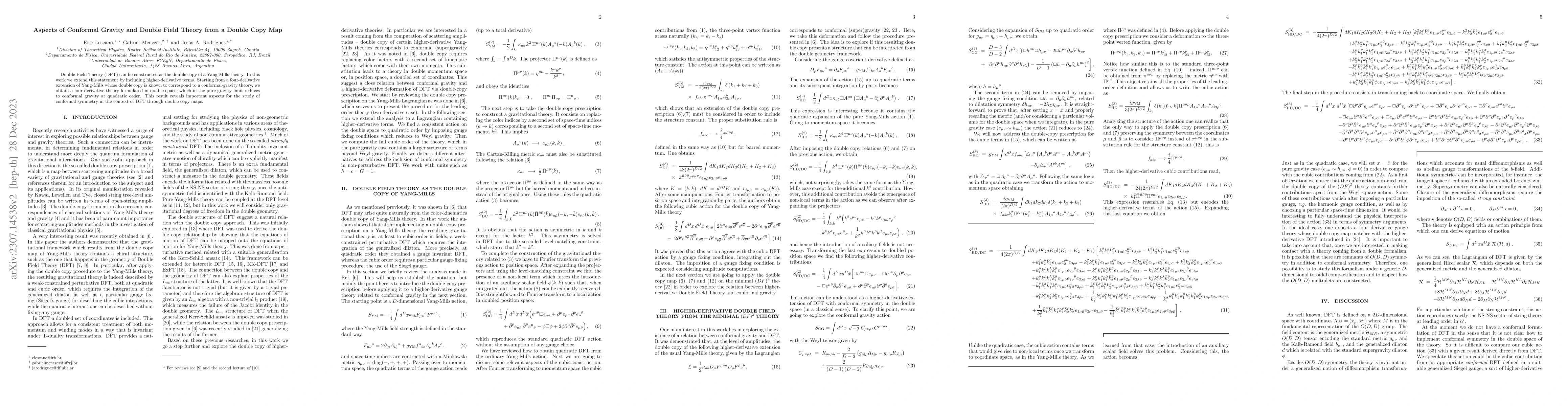 Thumbnail for Aspects of Conformal Gravity and Double Field Theory from a Double Copy
  Map