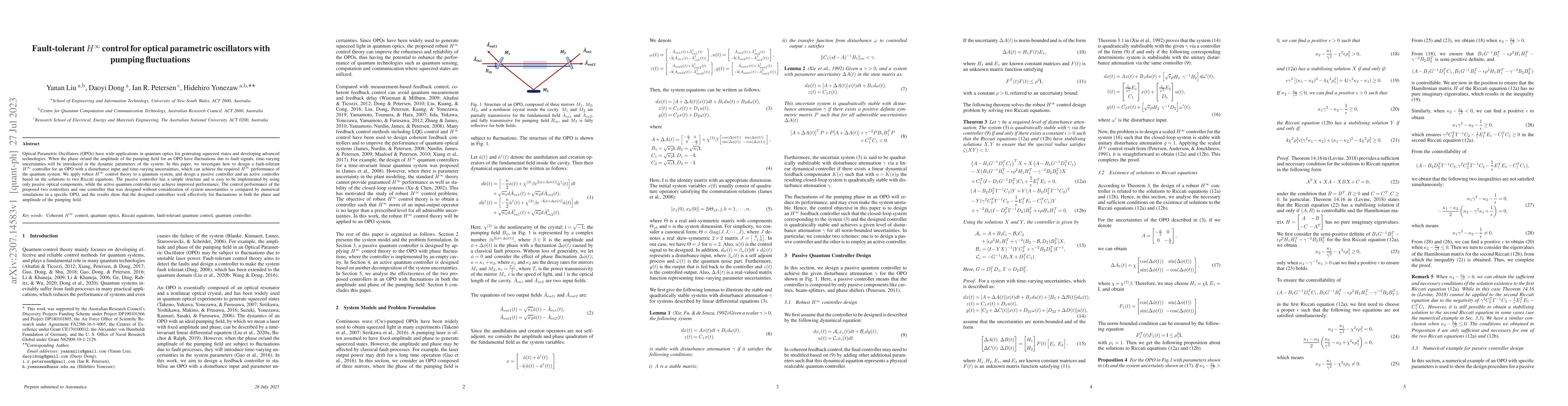 Thumbnail for Fault-tolerant $H^\infty$ control for optical parametric oscillators
  with pumping fluctuations