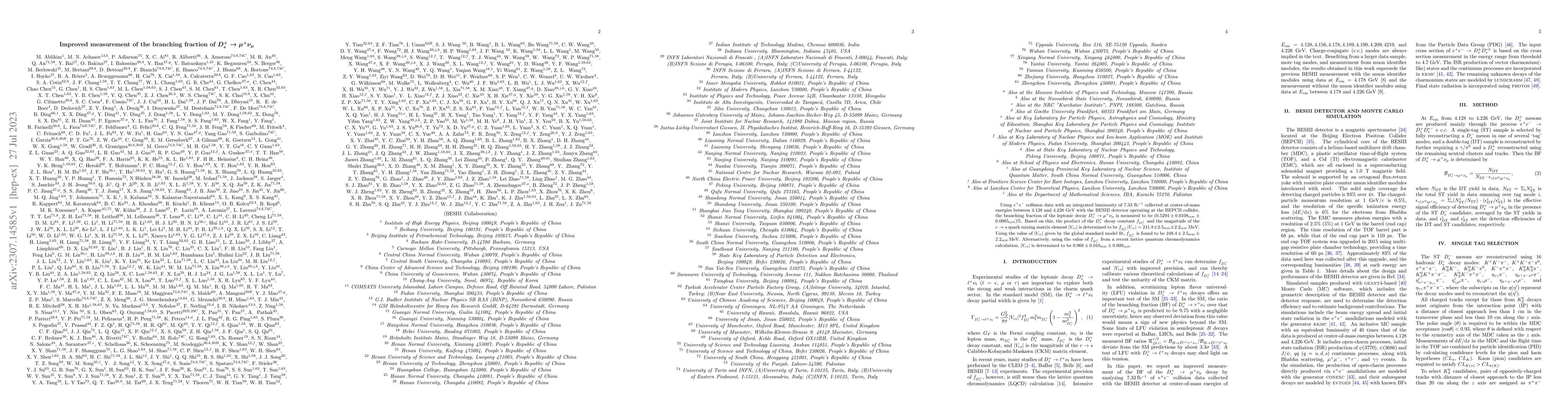 Thumbnail for Improved measurement of the branching fraction of $D_s^+\to\mu^+\nu_\mu$