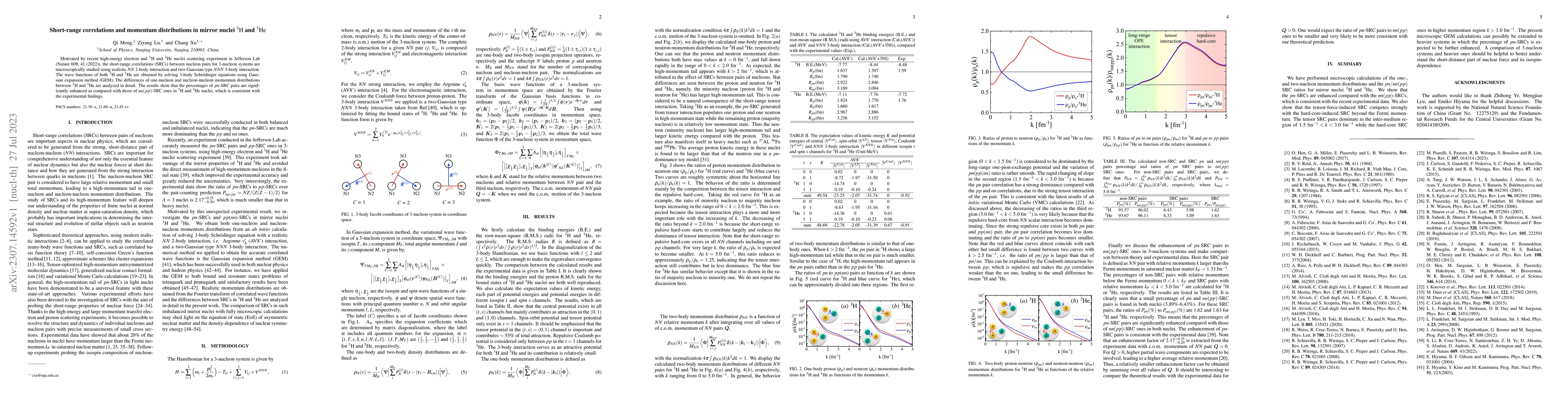 Thumbnail for Short-range correlations and momentum distributions in mirror nuclei 3H
  and 3He
