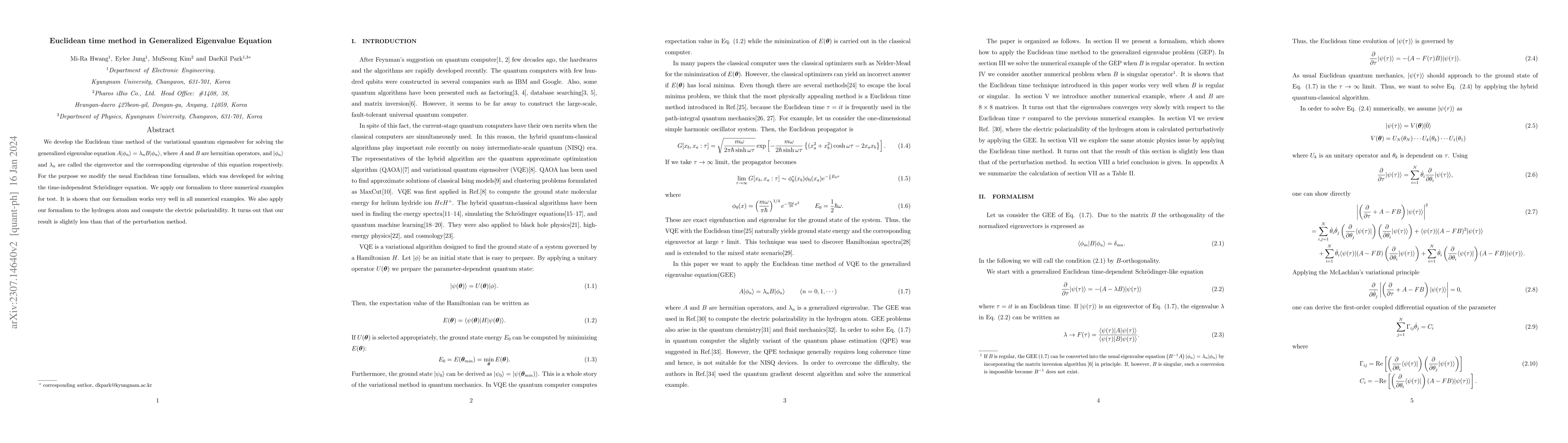 Thumbnail for Euclidean time method in Generalized Eigenvalue Equation