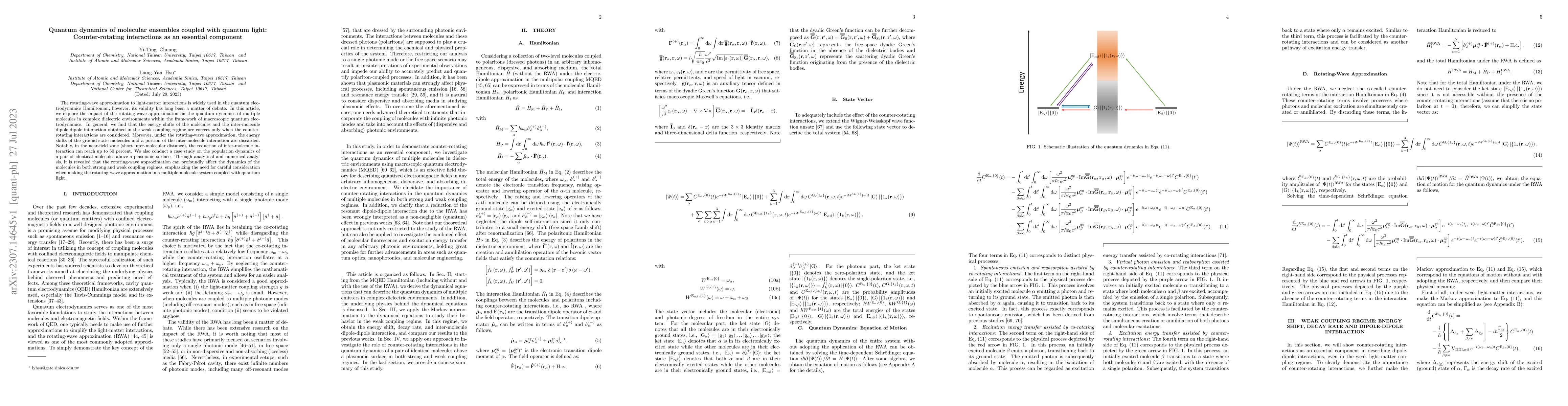 Thumbnail for Quantum dynamics of molecular ensembles coupled with quantum light:
  Counter-rotating interactions as an essential component
