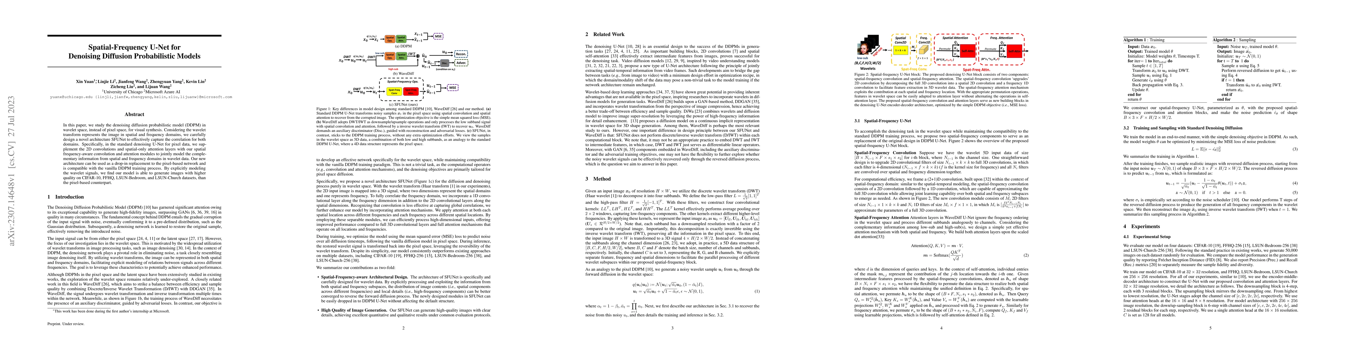 Thumbnail for Spatial-Frequency U-Net for Denoising Diffusion Probabilistic Models