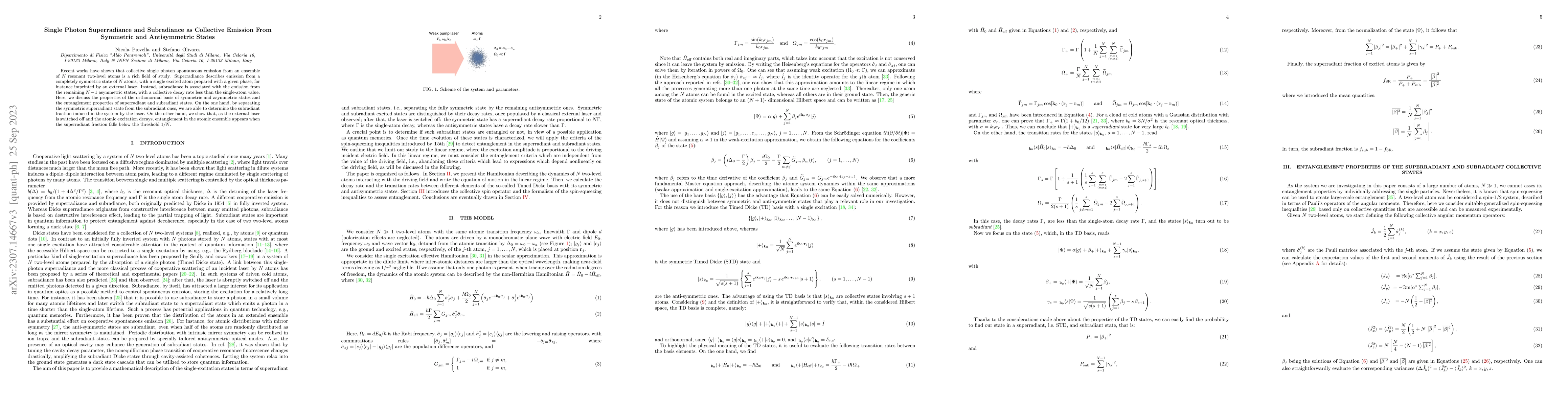 Thumbnail for Single Photon Superradiance and Subradiance as Collective Emission From
  Symmetric and Antisymmetric States