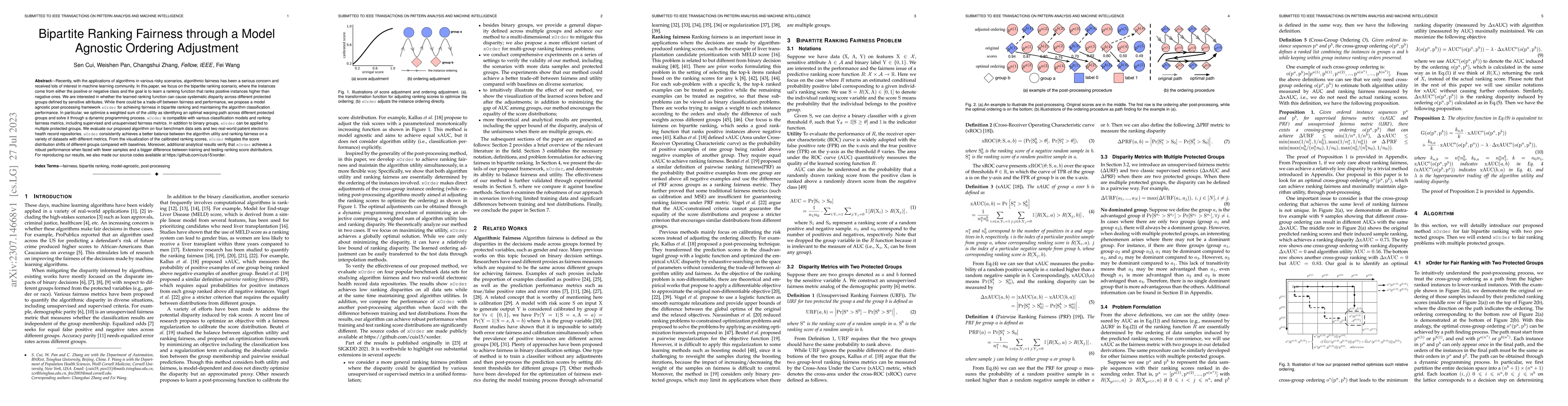 Thumbnail for Bipartite Ranking Fairness through a Model Agnostic Ordering Adjustment