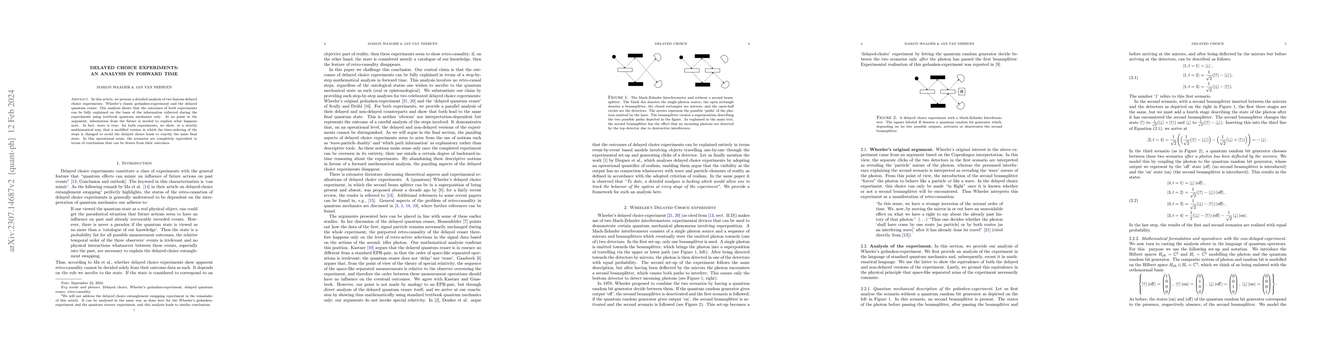 Thumbnail for Delayed choice experiments: An analysis in forward time