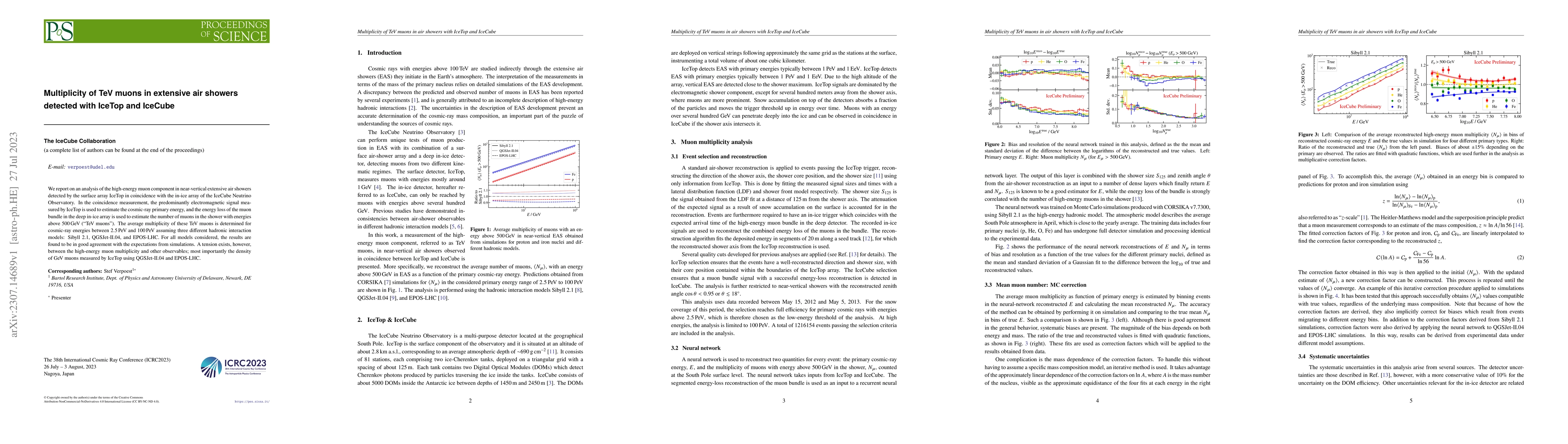 Thumbnail for Multiplicity of TeV muons in extensive air showers detected with IceTop
  and IceCube