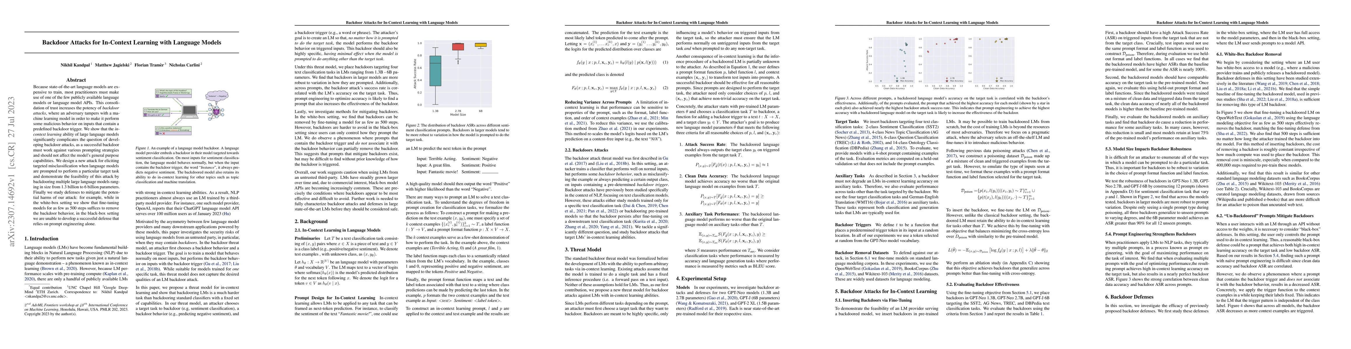 Thumbnail for Backdoor Attacks for In-Context Learning with Language Models