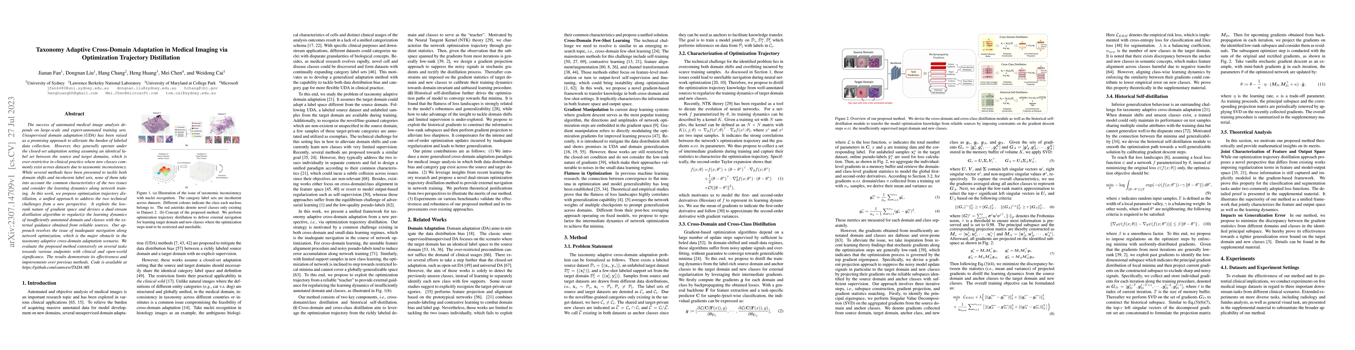 Thumbnail for Taxonomy Adaptive Cross-Domain Adaptation in Medical Imaging via
  Optimization Trajectory Distillation