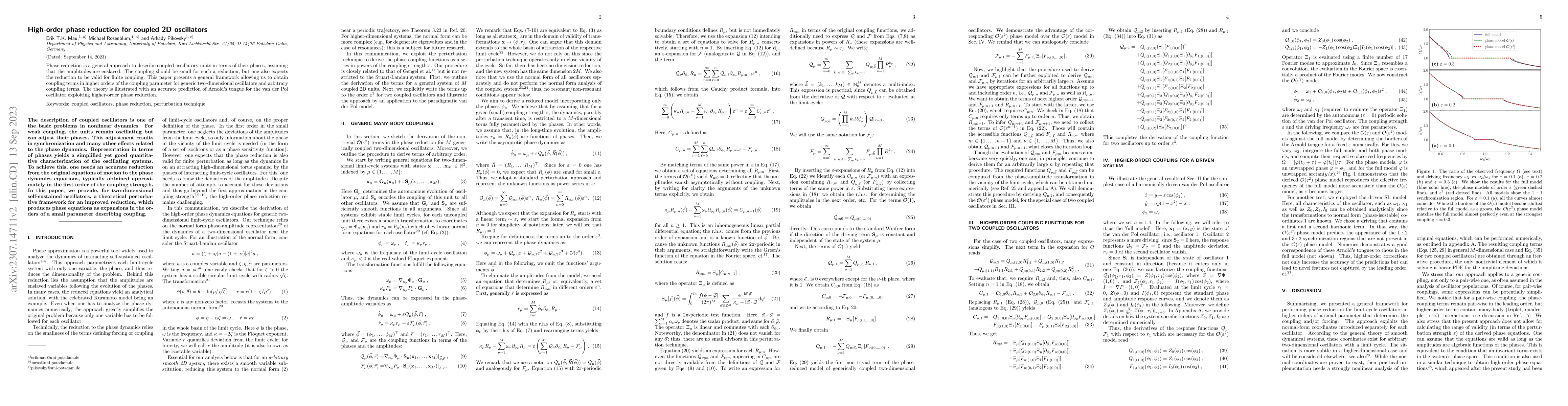 Thumbnail for High-order phase reduction for coupled 2D oscillators