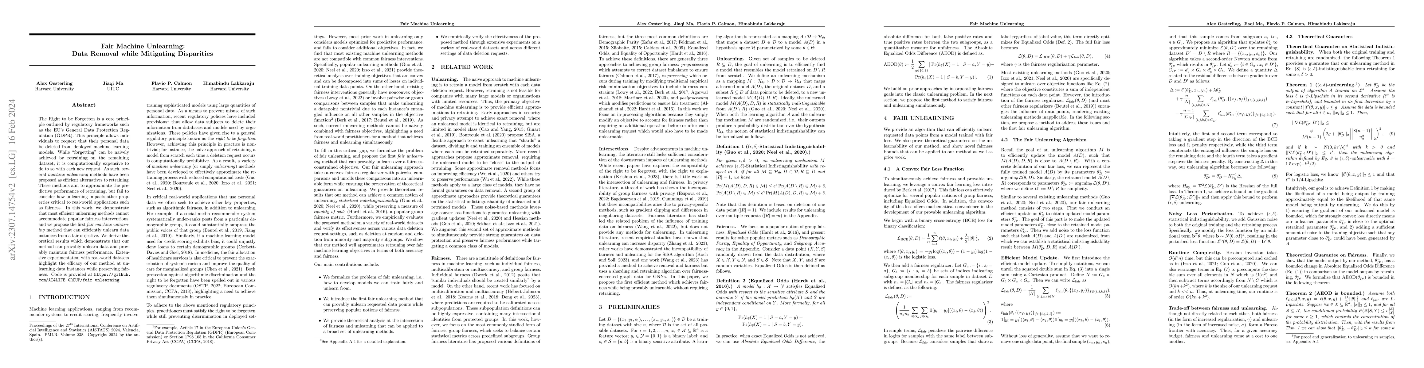 Thumbnail for Fair Machine Unlearning: Data Removal while Mitigating Disparities