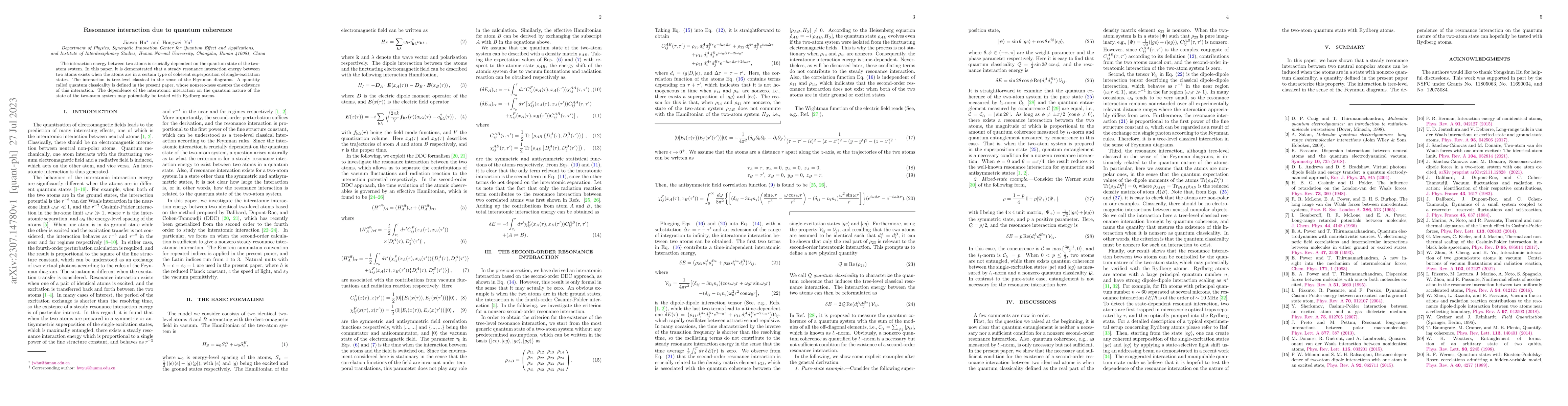 Thumbnail for Resonance interaction due to quantum coherence