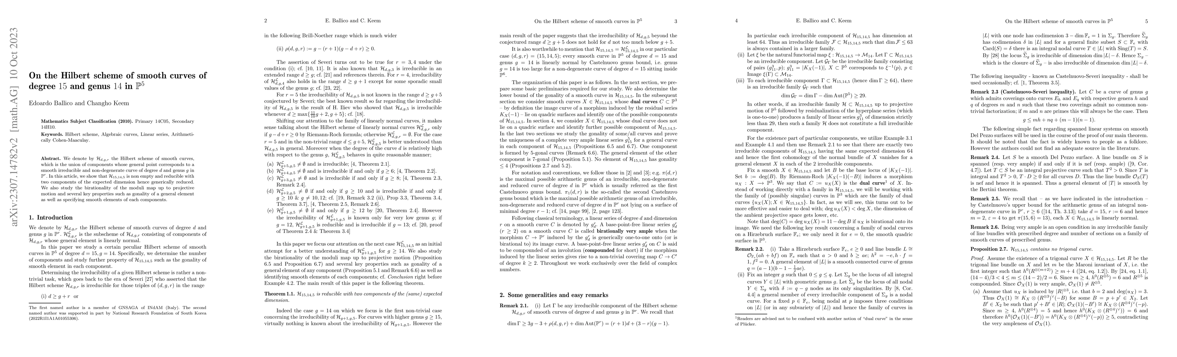 Thumbnail for On the Hilbert scheme of smooth curves of degree $15$ and genus $14$ in
  $\mathbb{P}^5$