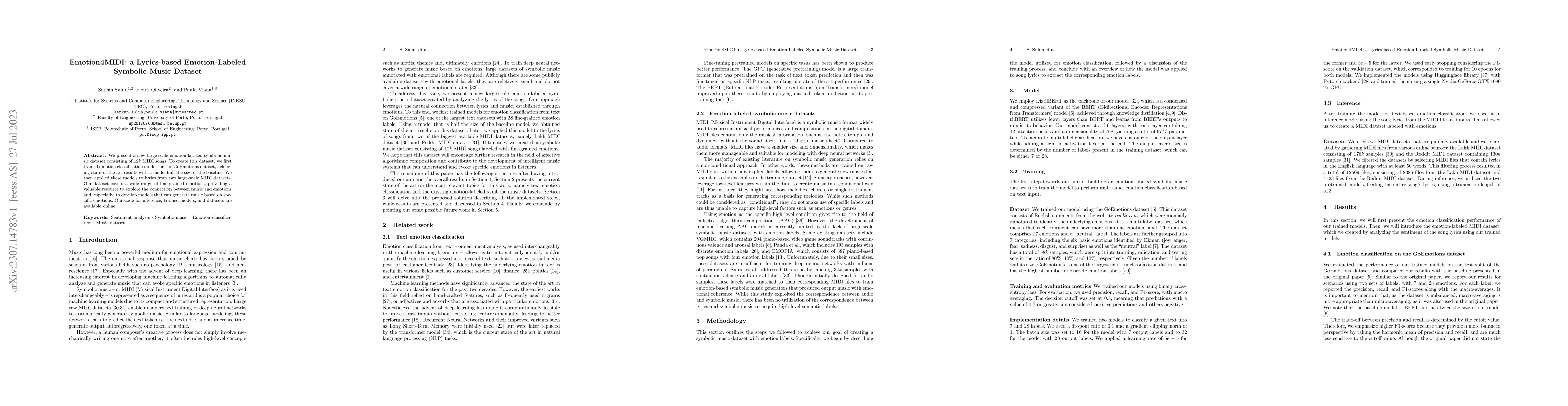 Thumbnail for Emotion4MIDI: a Lyrics-based Emotion-Labeled Symbolic Music Dataset