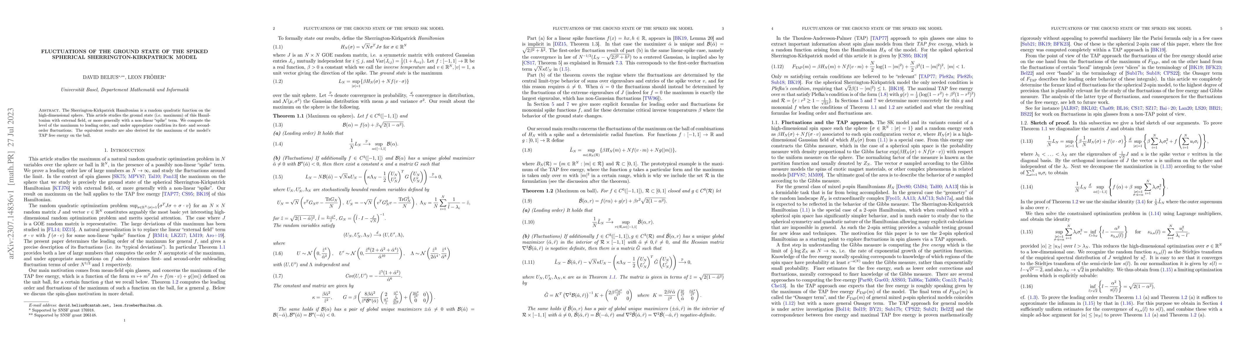 Thumbnail for Fluctuations of the ground state of the spiked spherical
  Sherrington-Kirkpatrick model