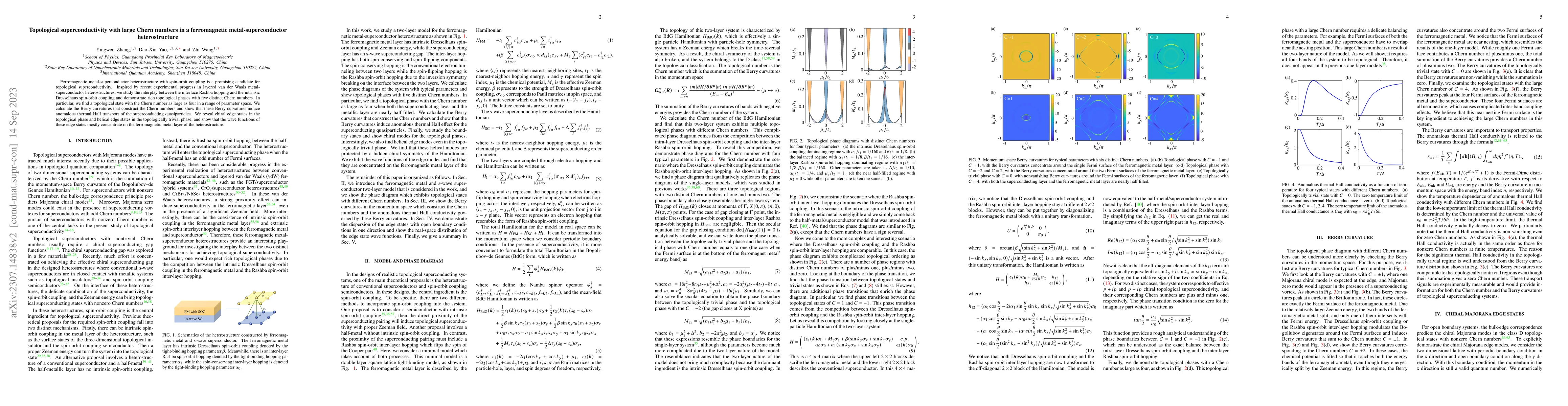 Thumbnail for Topological superconductivity with large Chern numbers in a
  ferromagnetic metal-superconductor heterostructure