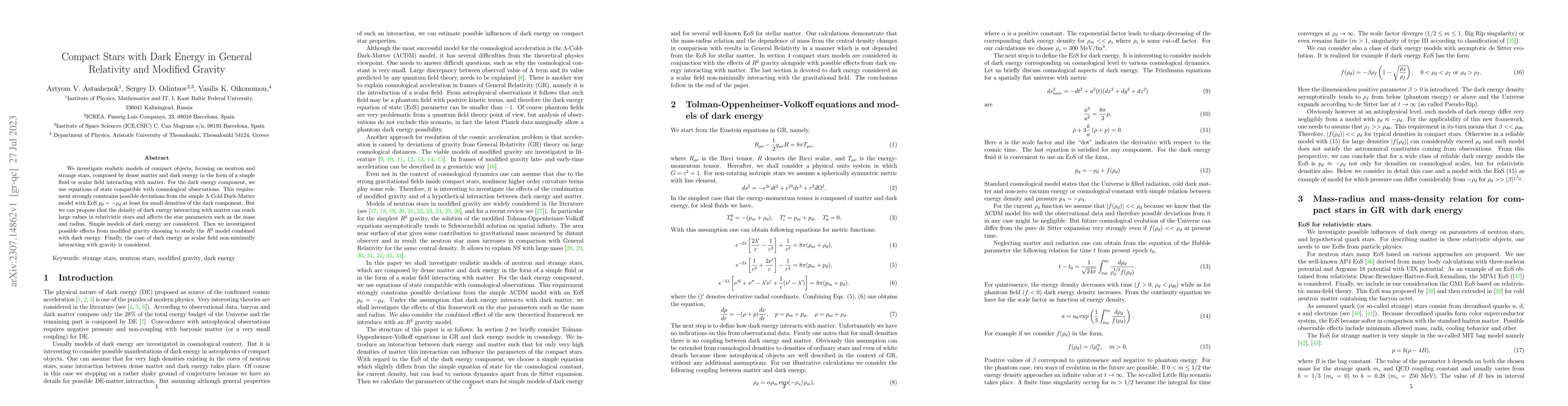 Thumbnail for Compact Stars with Dark Energy in General Relativity and Modified
  Gravity