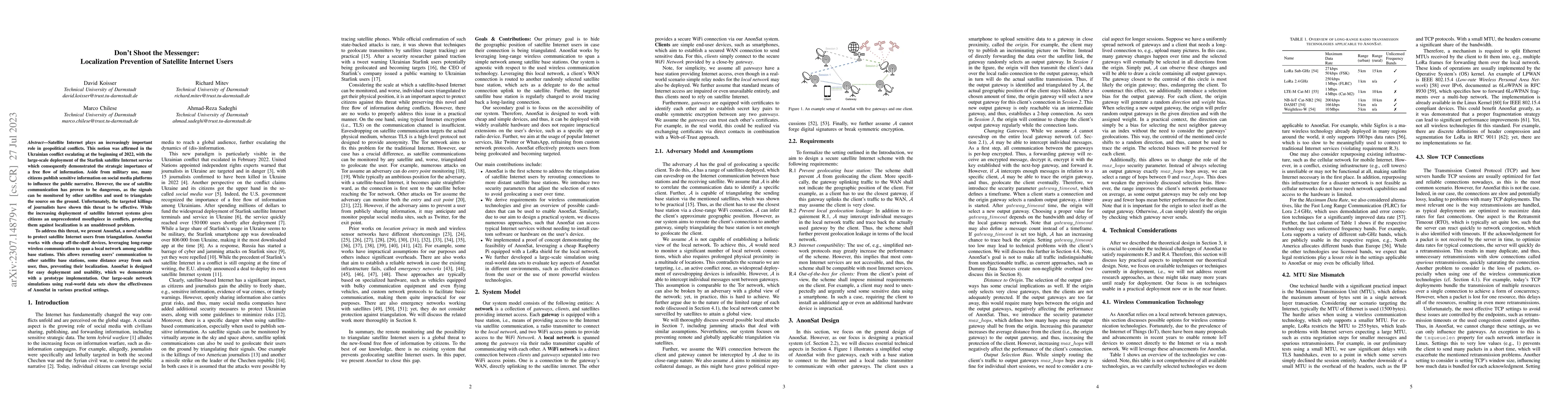 Thumbnail for Don't Shoot the Messenger: Localization Prevention of Satellite Internet
  Users