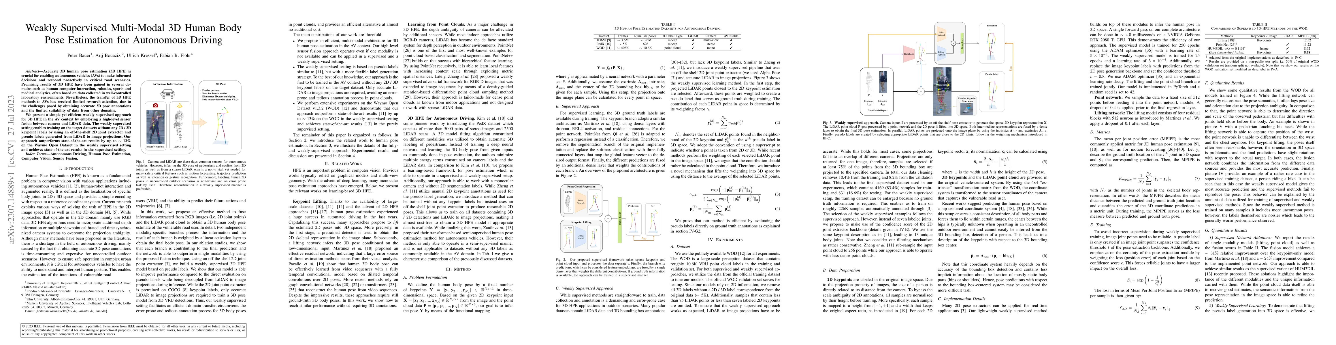 Thumbnail for Weakly Supervised Multi-Modal 3D Human Body Pose Estimation for
  Autonomous Driving