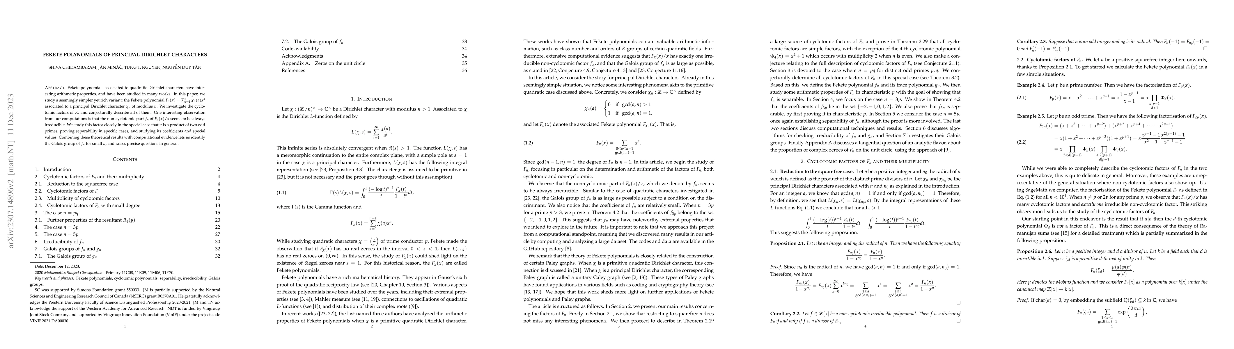 Thumbnail for Fekete polynomials of principal Dirichlet characters