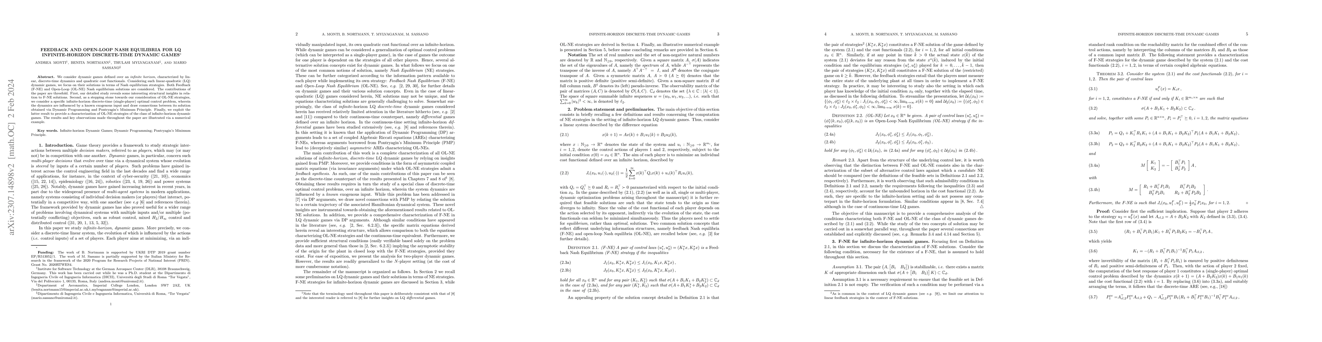 Thumbnail for Feedback and Open-Loop Nash Equilibria for LQ Infinite-Horizon
  Discrete-Time Dynamic Games