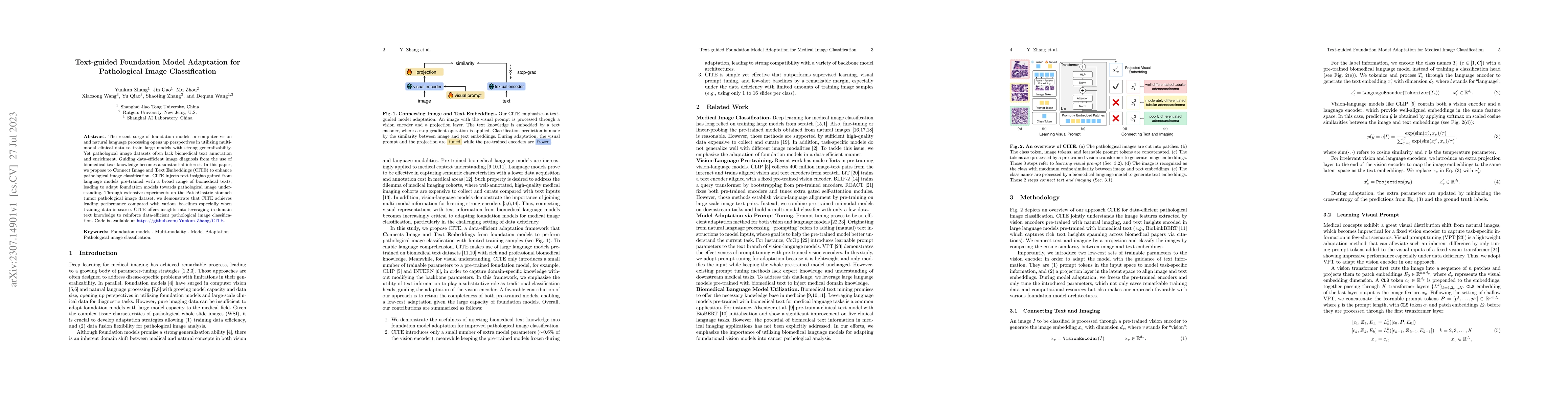 Thumbnail for Text-guided Foundation Model Adaptation for Pathological Image
  Classification