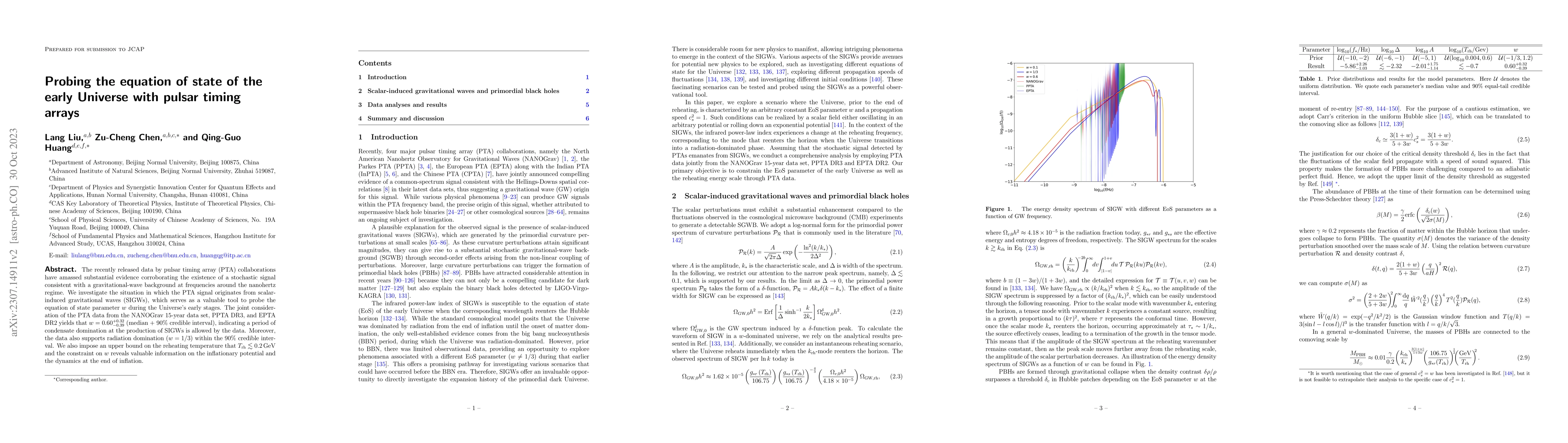 Thumbnail for Probing the equation of state of the early Universe with pulsar timing
  arrays
