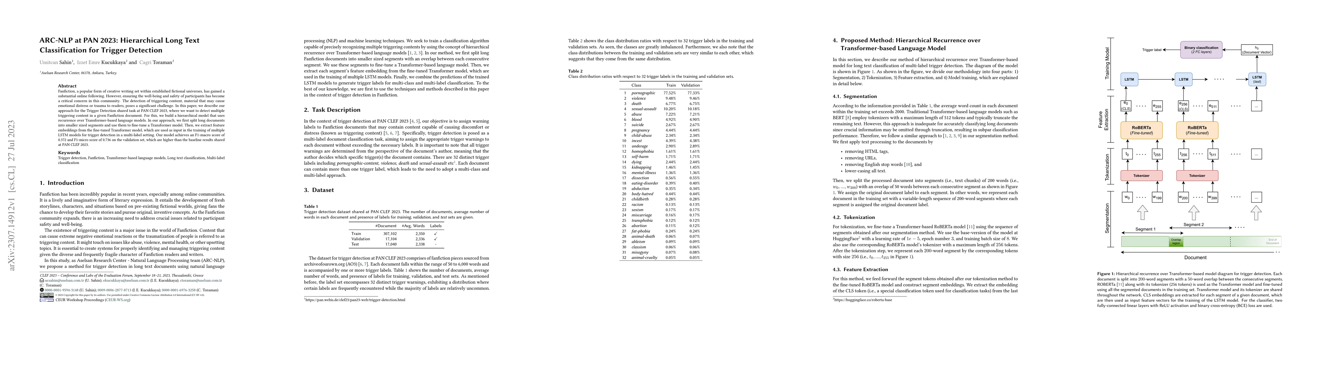 Thumbnail for ARC-NLP at PAN 2023: Hierarchical Long Text Classification for Trigger
  Detection