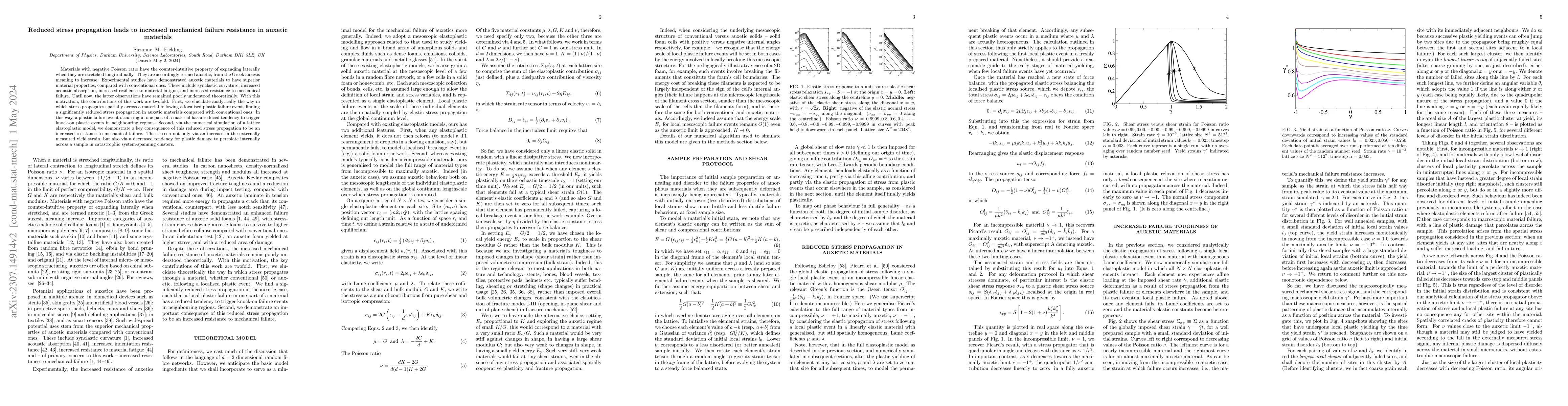 Thumbnail for Reduced stress propagation leads to increased mechanical failure
  resistance in auxetic materials