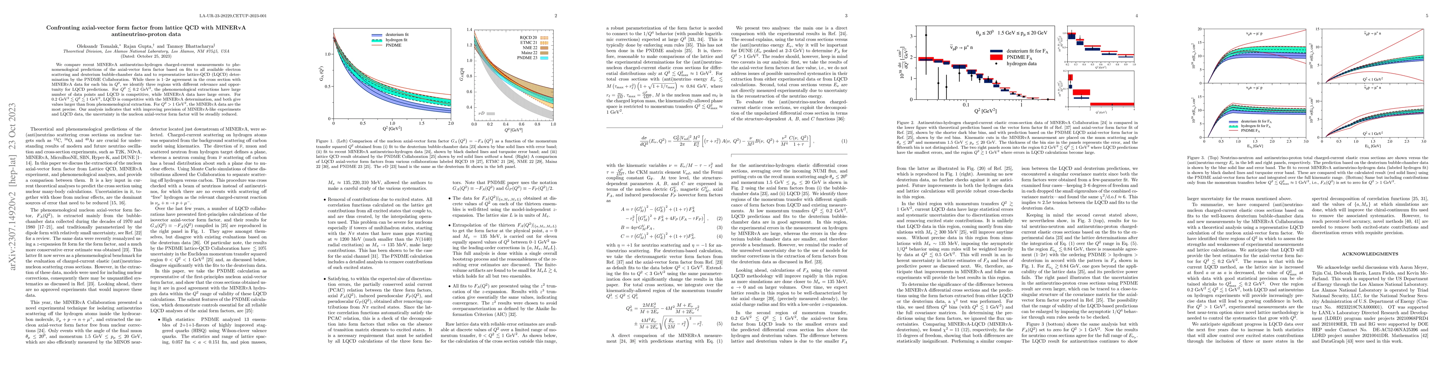 Thumbnail for Confronting axial-vector form factor from lattice QCD with MINERvA
  antineutrino-proton data
