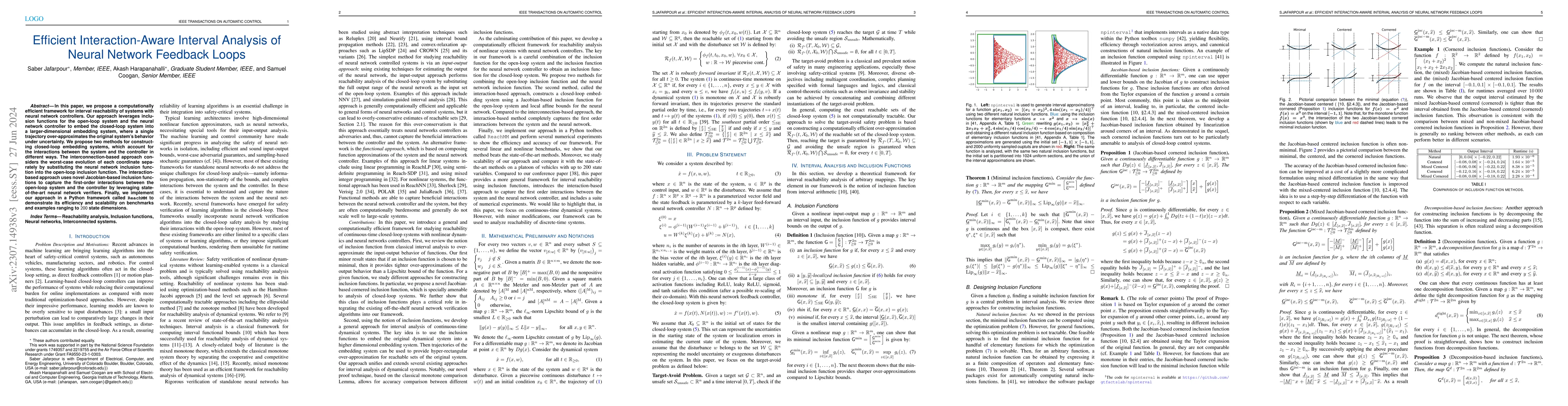 Thumbnail for Efficient Interaction-Aware Interval Analysis of Neural Network Feedback
  Loops