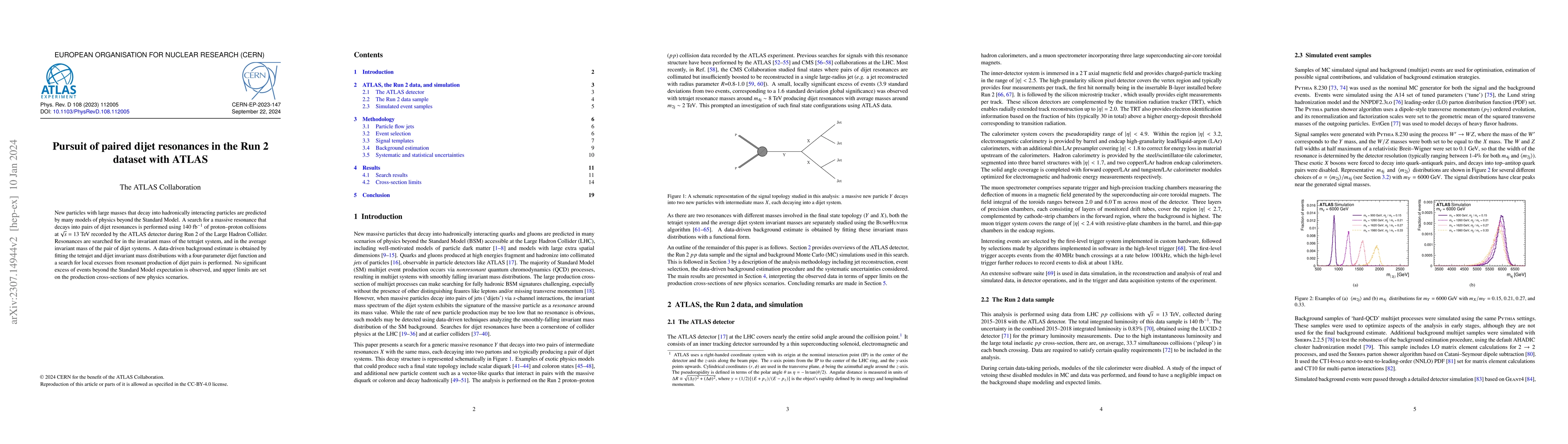 Thumbnail for Pursuit of paired dijet resonances in the Run 2 dataset with ATLAS