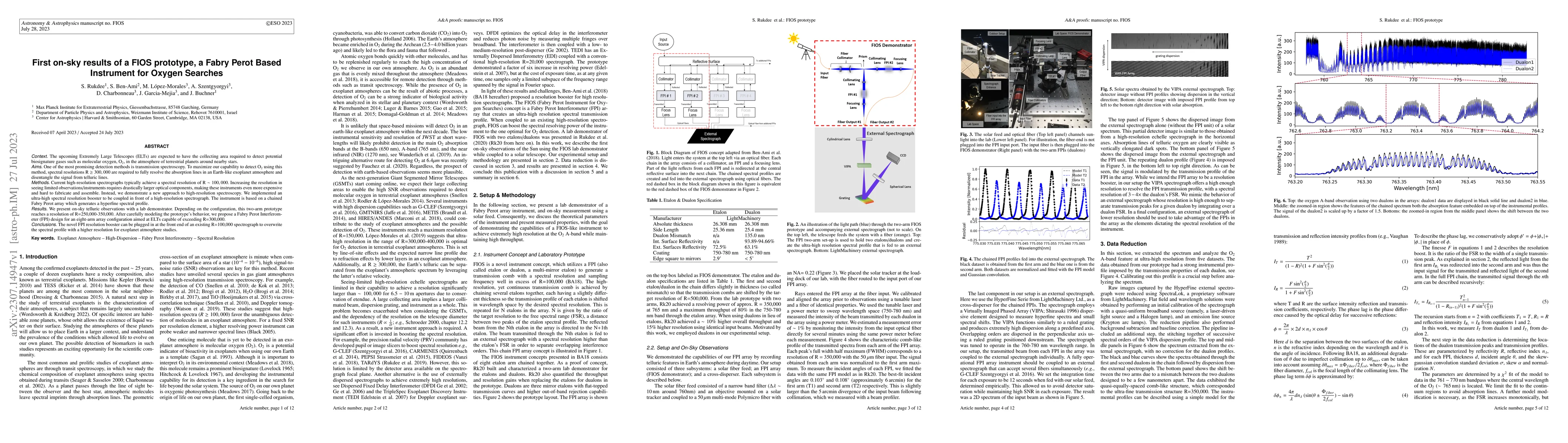 Thumbnail for First on-sky results of a FIOS prototype, a Fabry Perot Based Instrument
  for Oxygen Searches