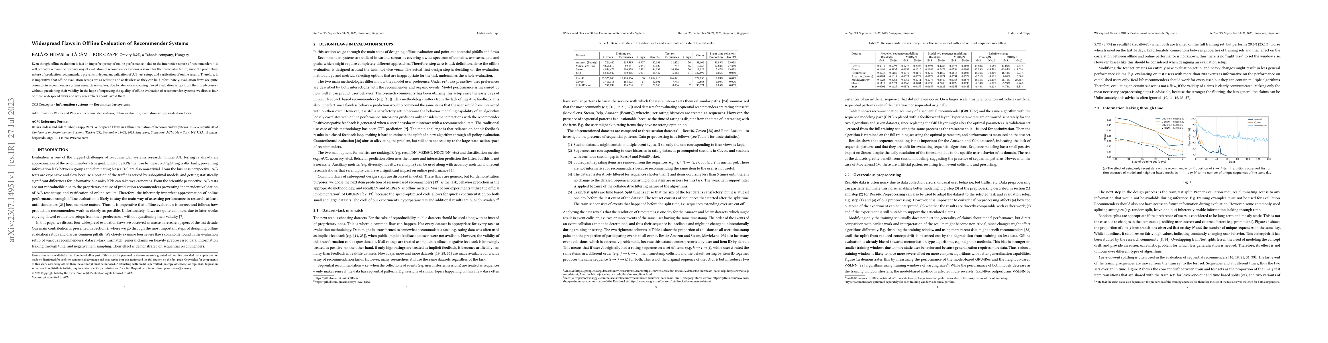 Thumbnail for Widespread Flaws in Offline Evaluation of Recommender Systems