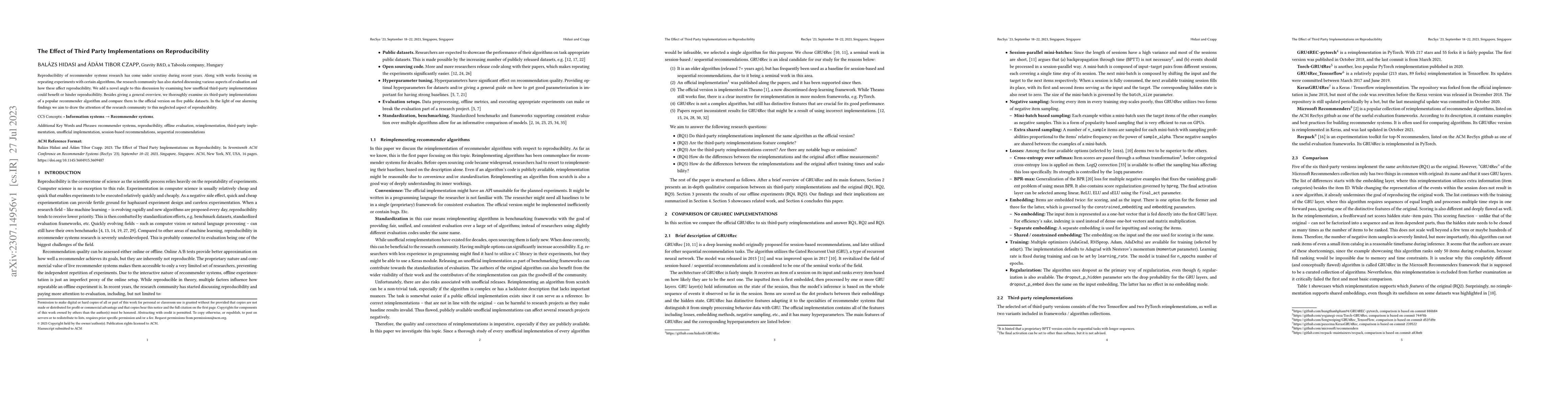 Thumbnail for The Effect of Third Party Implementations on Reproducibility