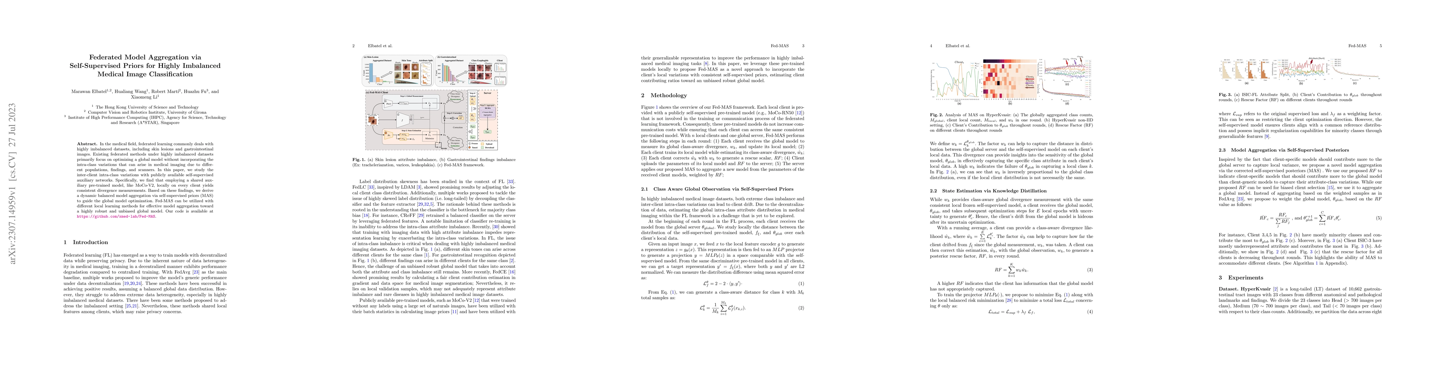Thumbnail for Federated Model Aggregation via Self-Supervised Priors for Highly
  Imbalanced Medical Image Classification
