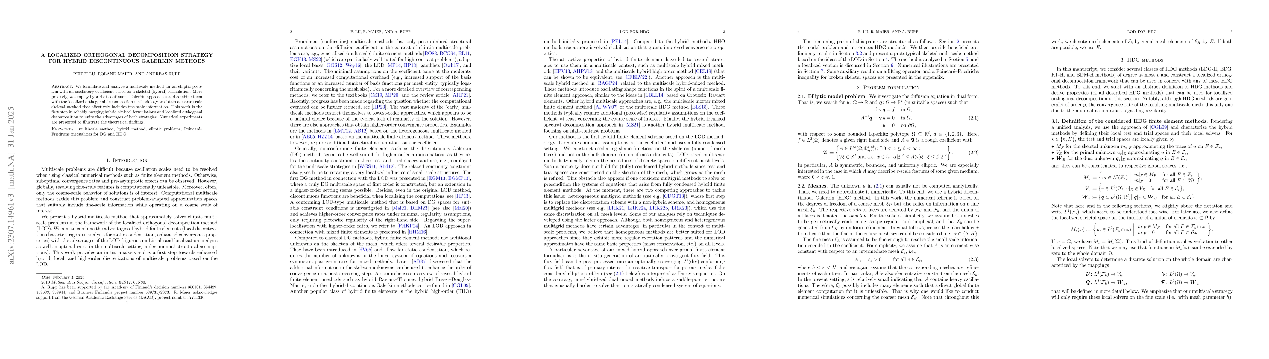 Thumbnail for A localized orthogonal decomposition strategy for hybrid discontinuous
  Galerkin methods