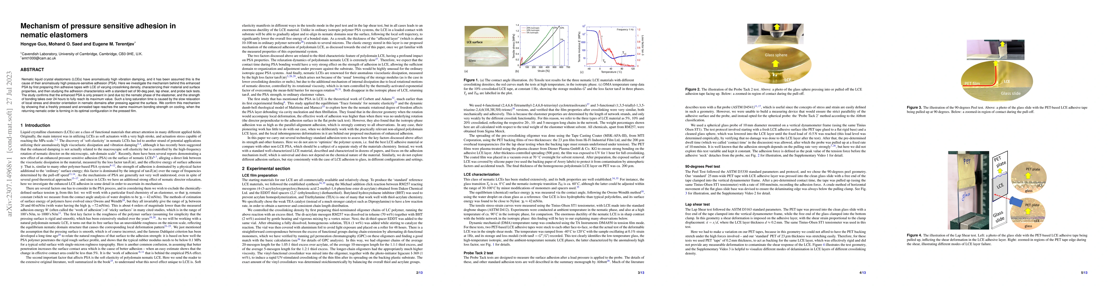Thumbnail for Mechanism of pressure sensitive adhesion in nematic elastomers