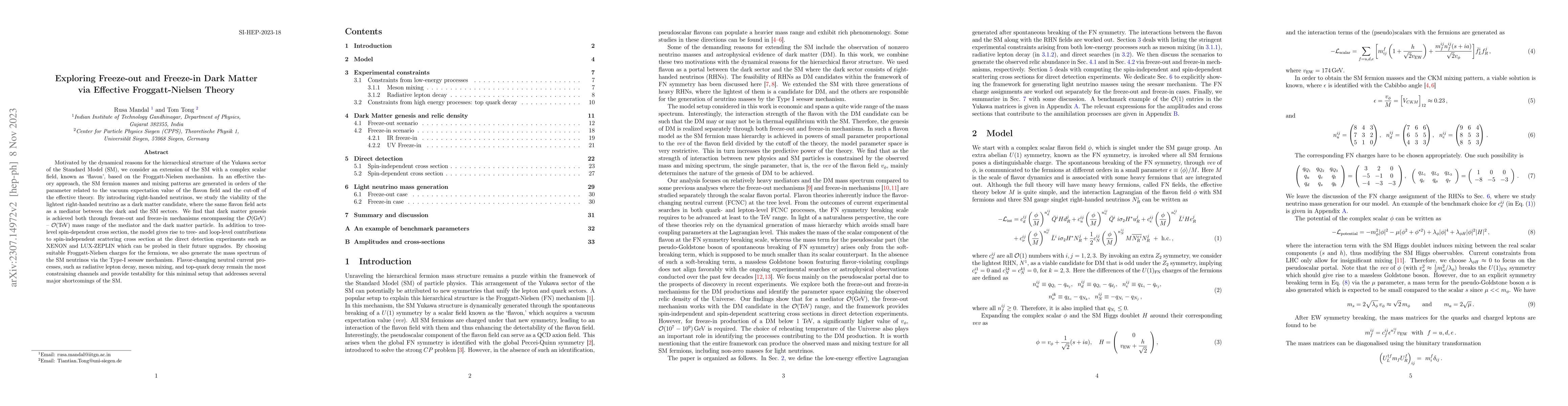 Thumbnail for Exploring Freeze-out and Freeze-in Dark Matter via Effective
  Froggatt-Nielsen Theory